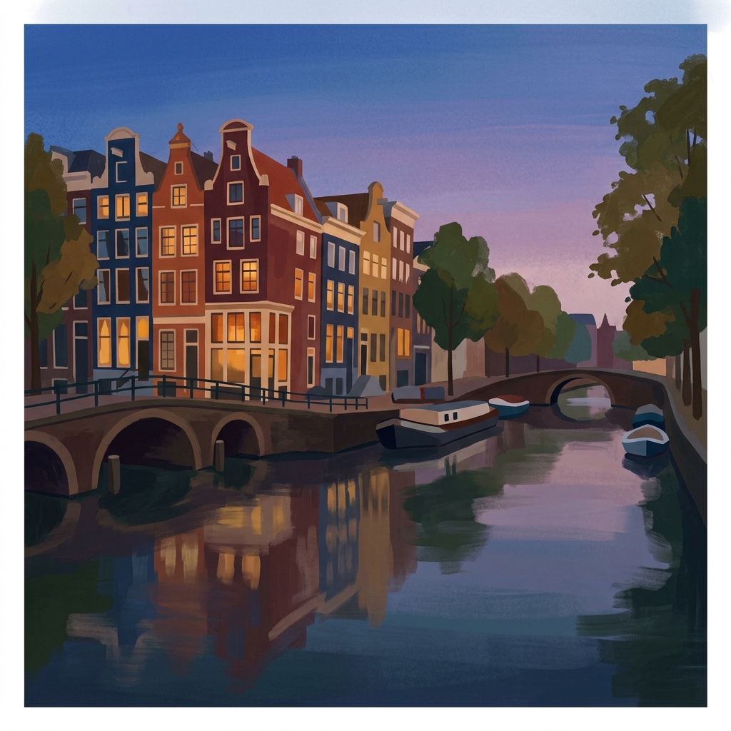 Amsterdamse gracht bij avond
